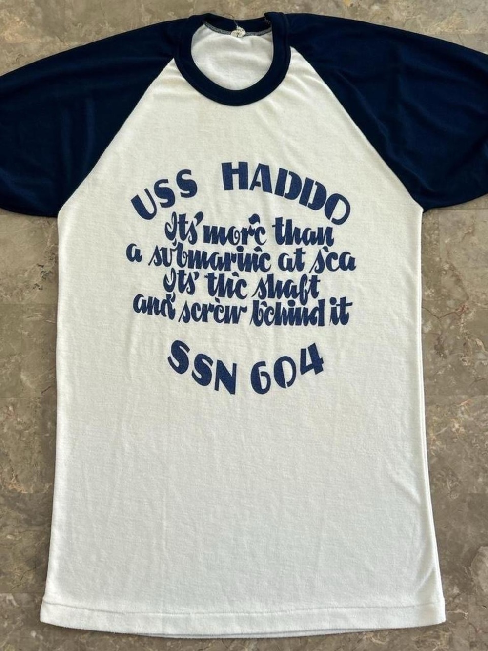 Vintage 1980s USS Haddo SSN 604 Navy Submarine Raglan T Shirt Small